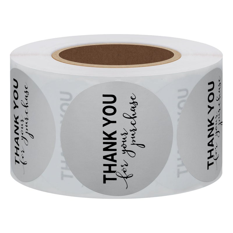 Hybsk Silver Foil Thank You for Your Purchase Stickers 1.5" Round 500 Labels per Roll (Silver) - Image 4